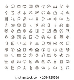 Chat icon set. Collection of high quality outline message pictograms in modern flat style. Black bubble symbol for web design and mobile app on white background. Forum line logo.