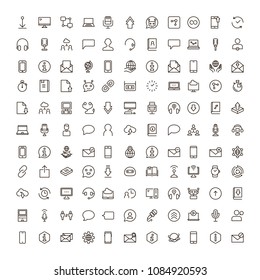Chat icon set. Collection of high quality outline message pictograms in modern flat style. Black bubble symbol for web design and mobile app on white background. Forum line logo.