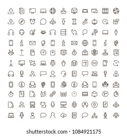 Chat icon set. Collection of high quality outline message pictograms in modern flat style. Black bubble symbol for web design and mobile app on white background. Forum line logo.