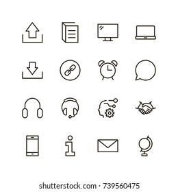 Chat icon set. Collection of high quality outline message pictograms in modern flat style. Black bubble symbol for web design and mobile app on white background. Forum line logo.