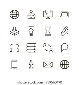 Chat icon set. Collection of high quality outline message pictograms in modern flat style. Black bubble symbol for web design and mobile app on white background. Forum line logo.