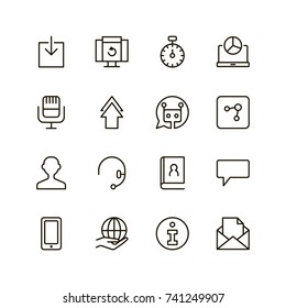 Chat icon set. Collection of high quality outline message pictograms in modern flat style. Black bubble symbol for web design and mobile app on white background. Forum line logo.
