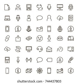 Chat icon set. Collection of high quality outline message pictograms in modern flat style. Black bubble symbol for web design and mobile app on white background. Forum line logo.