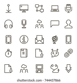 Chat icon set. Collection of high quality outline message pictograms in modern flat style. Black bubble symbol for web design and mobile app on white background. Forum line logo.