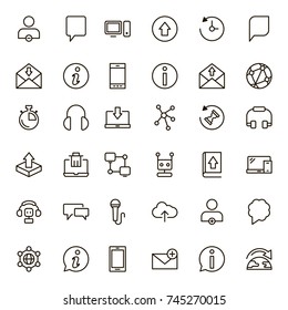 Chat icon set. Collection of high quality outline message pictograms in modern flat style. Black bubble symbol for web design and mobile app on white background. Forum line logo.