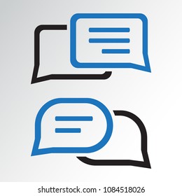 Chat icon. Set dialog clouds. Outline design. Black and blue colors. Vector illustration