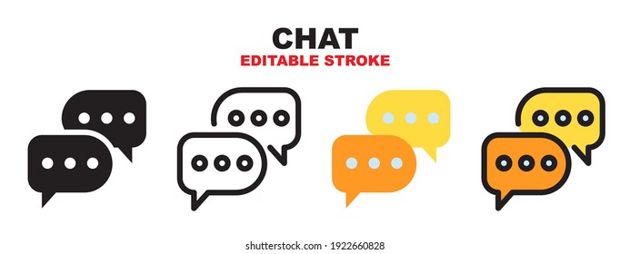 Chat icon set with different styles. Colored vector icons designed in filled, outline, flat, glyph and line colored. Editable stroke style can be used for web, mobile, ui and more.