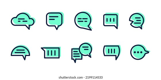 Chat icon set editable color fill and line easy to use. let's make your design easier