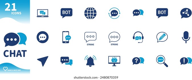 Chat-Symbol. Satz von Symbolen für Nachrichten, Kommentare, Chat-Bots, Benachrichtigungen, global,...