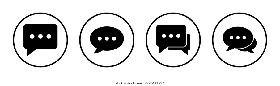 Ilustración de conjunto de iconos de chat. símbolo y signo de burbuja de voz. icono de comentario. mensaje
