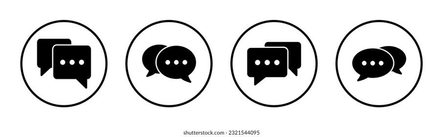 Ilustración de conjunto de iconos de chat. símbolo y signo de burbuja de voz. icono de comentario. mensaje