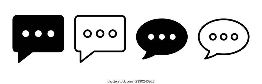 Ilustración de conjunto de iconos de chat. símbolo y signo de burbuja de voz. icono de comentario. mensaje