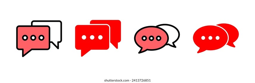 Ilustración de conjunto de iconos de chat. símbolo y signo de burbuja de voz. icono de comentario. mensaje