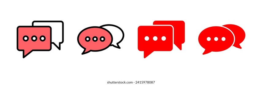 Ilustración de conjunto de iconos de chat. símbolo y signo de burbuja de voz. icono de comentario. mensaje