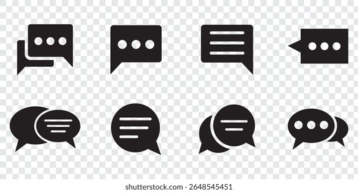 Ilustración del conjunto de iconos de chat. signo y símbolo de la burbuja de discurso. icono de comentario. mensaje