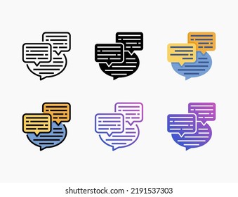 Chat icon set with line, outline, flat, filled, glyph, color, gradient. Can be used for digital product, presentation, print design and more.