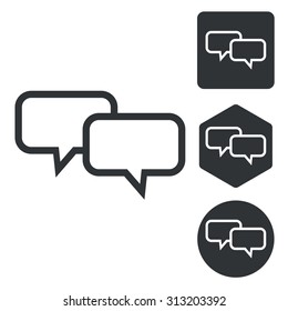 Chat icon set, monochrome, isolated on white