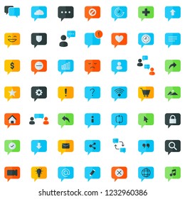 Chat Icon Set. Speech Bubble Sign. Conversation, Communications Symbol.