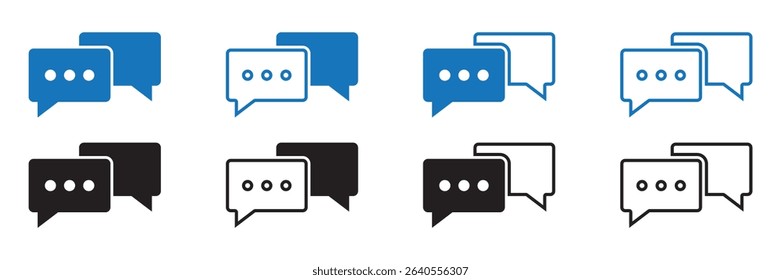 Chat icon set. Speech bubble symbol set. Chat icon solid and line style. eps file.