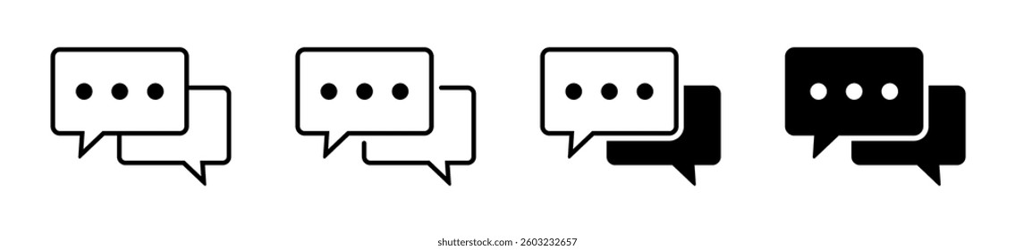 Chat icon. Set of talk speech bubble icons. Message icon.