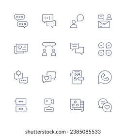 Chat icon set. Thin line icon. Editable stroke. Containing message, video chat, chat, slack.