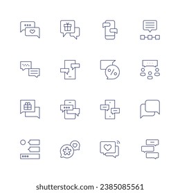 Chat icon set. Thin line icon. Editable stroke. Containing love, chatting, chat, chat bubble, network, group chat, speech bubble.