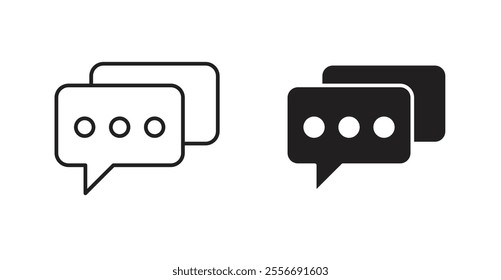 Chat icon set in Thin line black color.