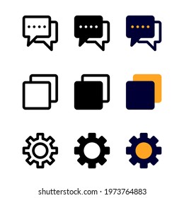 chat icon set with three style for presentation, banner, and social media