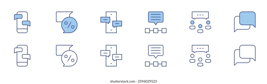 Chat icon set in two styles, Duotone and Thin Line style. Editable stroke. chat, network, group chat, speech bubble.