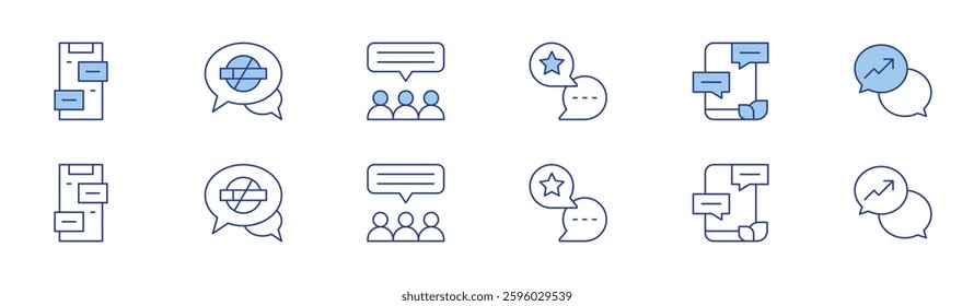 Chat icon set in two styles, Duotone and Thin Line style. Editable stroke. chat, group.