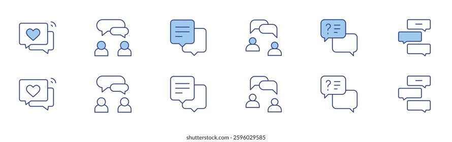 Chat icon set in two styles, Duotone and Thin Line style. Editable stroke. chat bubble, conversation, question, speech bubble, communication, chat.
