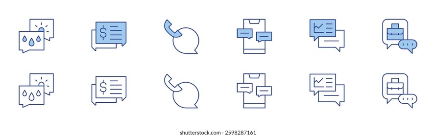Chat icon set in two styles, Duotone and Thin Line style. Editable stroke. weather, chat.