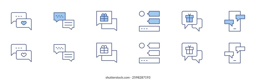 Chat icon set in two styles, Duotone and Thin Line style. Editable stroke. love, chatting, chat.