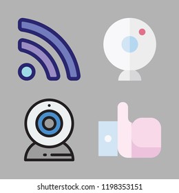chat icon set. vector set about like, webcam and rss icons set.
