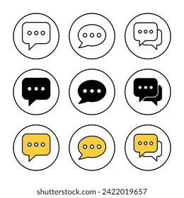 Chat icon set vector. speech bubble sign and symbol. comment icon. message
