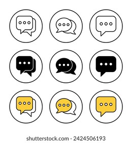 Chat icon set vector. speech bubble sign and symbol. comment icon. message