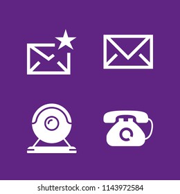 chat icon set with webcam, telephone and email vector icons for web and graphic design