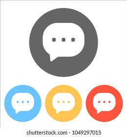 chat icon. Set of white icons on colored circles