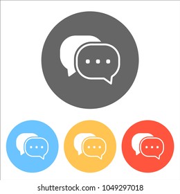 chat icon. Set of white icons on colored circles
