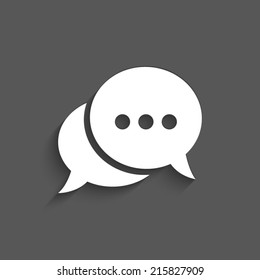 Icono de chat con sombra sobre un fondo gris