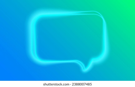 Chat-Icon-Form in fließenden Neonleuchten, transparenter, transparenter Glüheffekt, glatte unscharfe Linien.