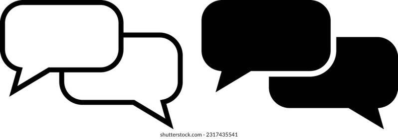 Hoja de iconos de chat, línea de estilo plana simple y de forma plana y sólido Isolated vector ilustración sobre fondo blanco.