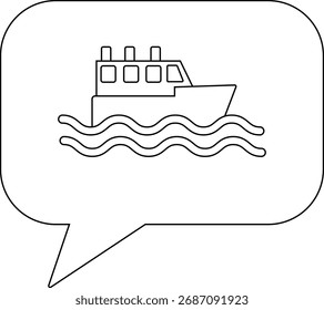 chat icon and ship icon with white background.with black lines