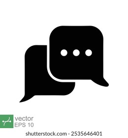 Chat icon. Simple solid style. Speech bubble, conversation, dialog, forum, discussion, message, help, chatting concept. Glyph vector illustration isolated on white background. EPS 10.