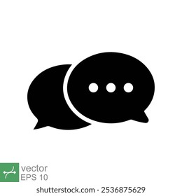 Chat icon. Simple solid style. Speech bubble, conversation, dialog, forum, discussion, message, help, chatting concept. Glyph vector illustration isolated on white background. EPS 10.