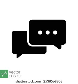 Chat icon. Simple solid style. Speech bubble, conversation, dialog, forum, discussion, message, help, chatting concept. Glyph vector illustration isolated on white background. EPS 10.