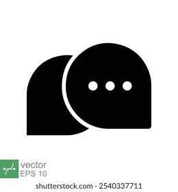 Chat icon. Simple solid style. Speech bubble, conversation, dialog, forum, discussion, message, help, chatting concept. Glyph vector illustration isolated on white background. EPS 10.