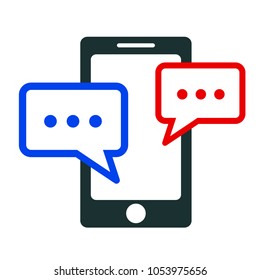 Chat icon with smartphone - stock vector