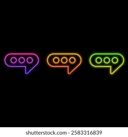 Chat icon, sms icon, comment icon. neon style..