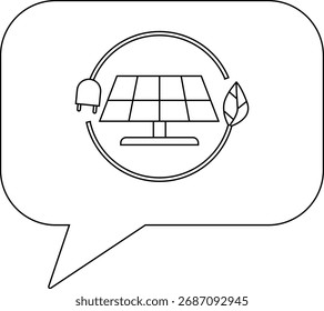chat icon and solar panel icon with white background.with black lines
